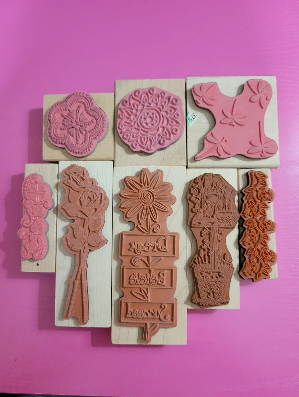 Wooden Rubber Stamp Bundle.  Floral Themed.  (0722)